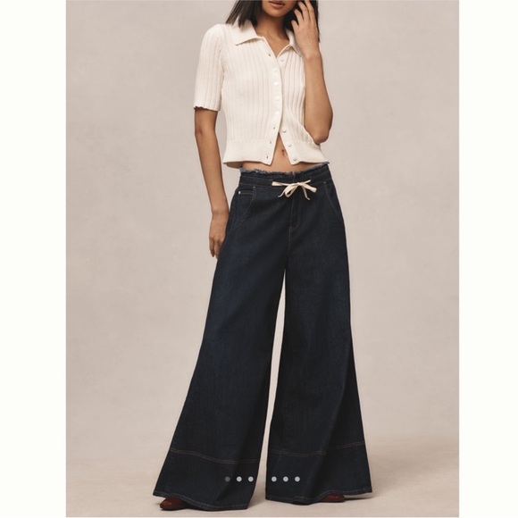 Pilcro Dark Indigo Wide-Leg Jeans - Picture 1 of 7